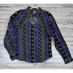 Vintage Western Collection Womens Large Southwestern Keyhole Button Shirt USA